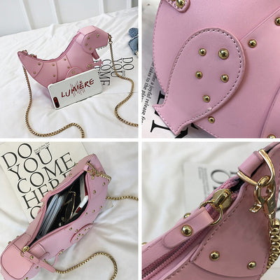 Bolso Bandolera Dinosaurio Cuero con Cadena - Mini Cartera Crossbody para Mujer - Image 4