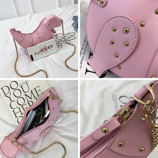 Bolso Bandolera Dinosaurio Cuero con Cadena - Mini Cartera Crossbody para Mujer - Image 4