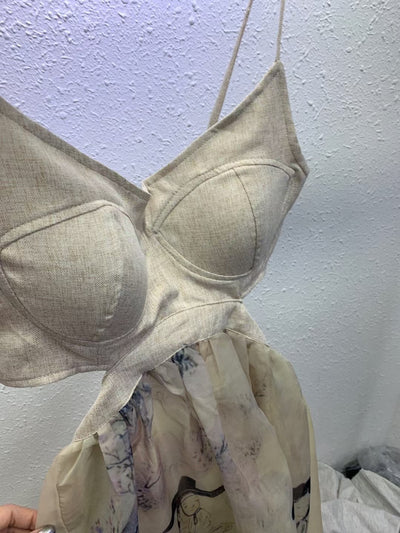 Conjunto Artesanal Dos Piezas: Blusa Chifón Pintada a Mano con Falda Suspender Cintura Alta - Image 12