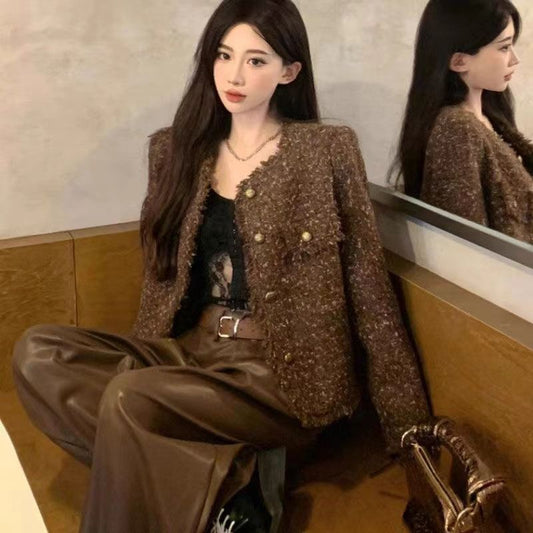 Cardigan Corto de Poliéster con Flecos para Mujer