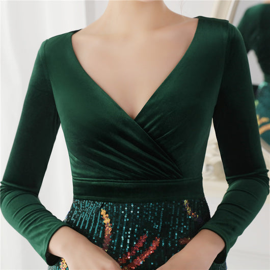 Vestido de Noche Sirena Largo con Cuentas para Mujer - Elegancia Premium - Image 15