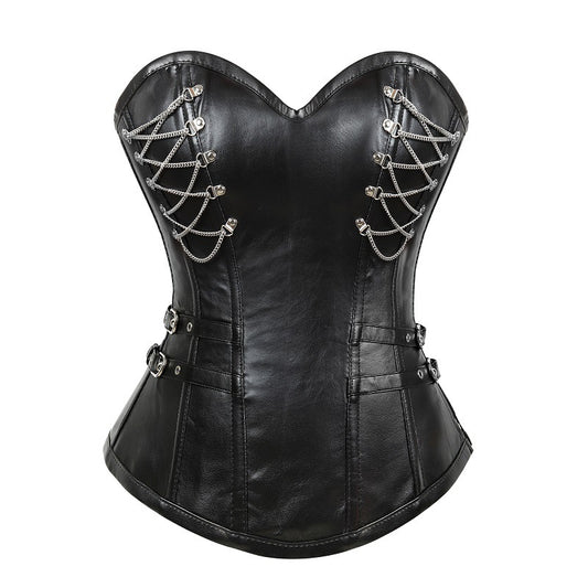 Corset de Acero y Cuero con Cierre Gótico