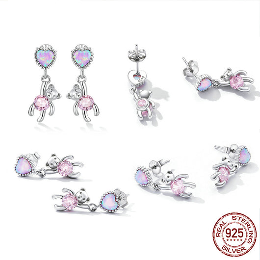 Aretes de Plata 925 con Zirconia Cúbica - Diseño Osito Amor - Image 7
