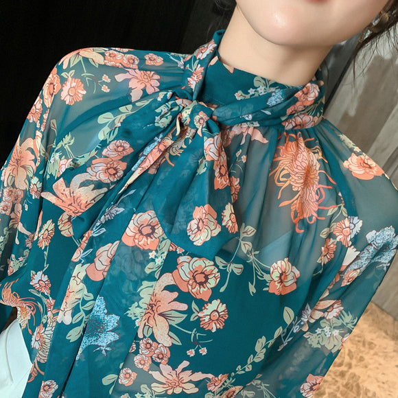 Blusa Floral Hada con Mangas Linterna para Mujer