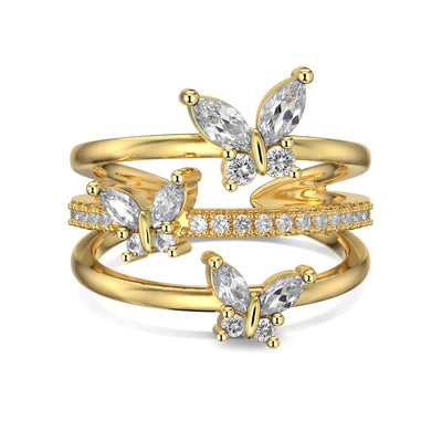 Anillo de Plata Abierto con Circonita Ojo de Caballo para Mujer - Image 9