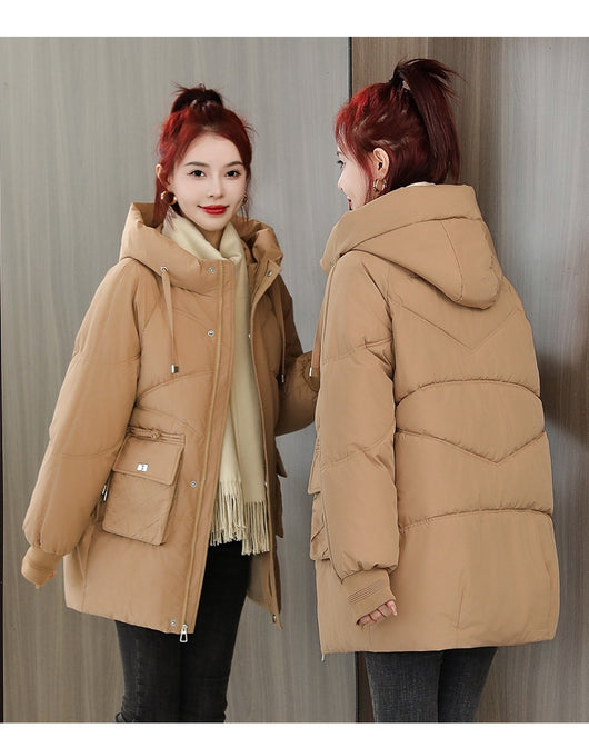 Abrigo Acolchado Grueso Talla Grande con Capucha - Algodón Cálido Invierno - Image 15