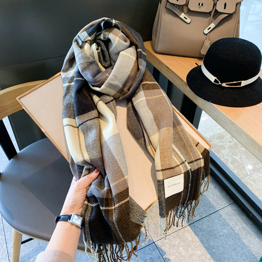 Bufanda de Invierno Mujer Estilo Coreano Clásico Británico - Image 7