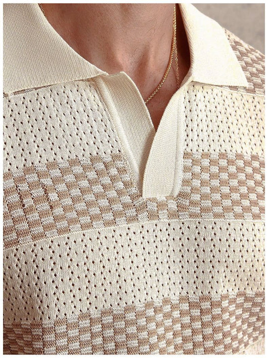 Polo Manga Corta Tejido a Rayas para Hombre - Image 23