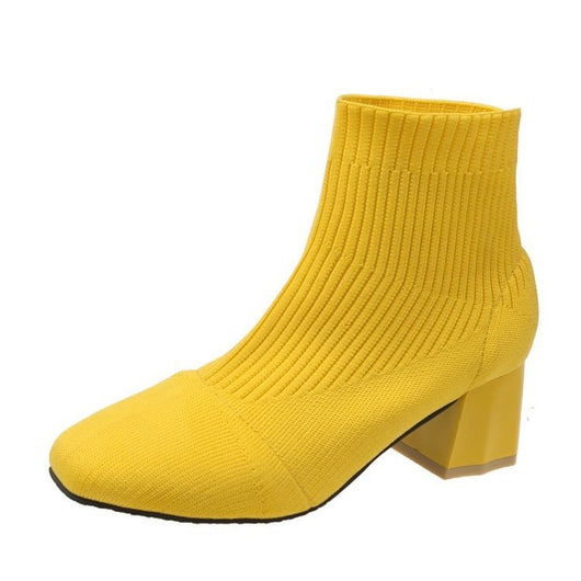 Botas Tejidas con Punta Cuadrada y Tacón Grueso - Image 15