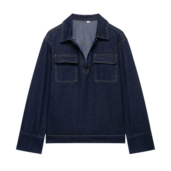 Conjunto Denim Vintage Azul Suelto - Camisa Manga Larga y Pantalón