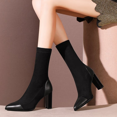 Botas Calcetín Tubo Delgado con Punta Afilada y Talón Reforzado - Image 3