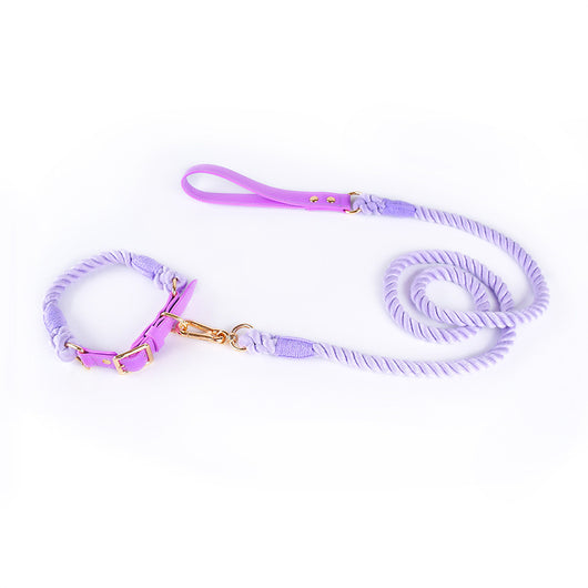 Juego de Collar y Correa para Perros Medianos y Grandes en Cuero y Algodón Tejido - Image 2