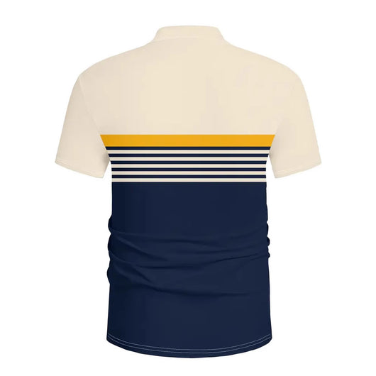 Polo Deportivo Hombre Bloques de Color a Rayas con Cuello Golf - Image 2
