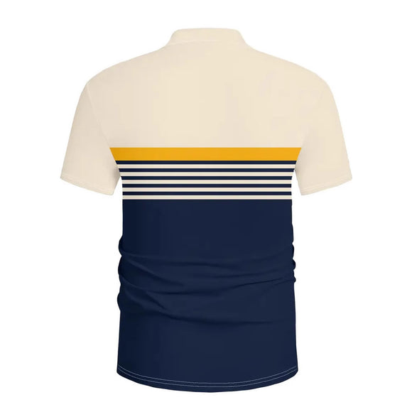Polo Deportivo Hombre Bloques de Color a Rayas con Cuello Golf