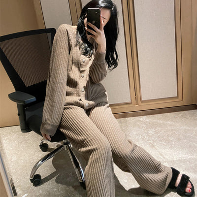 Conjunto Casual de Cardigan Tejido y Pantalón Ancho Tendencia - Image 7