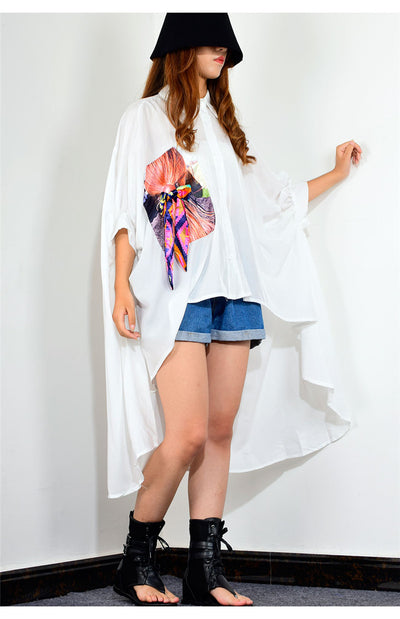 Camisa Casual Mujer con Parches de Moda - Manga Corta y Cuello Solapa - Image 8