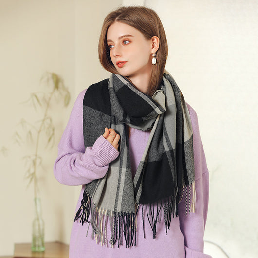 Bufanda Gruesa para Mujer con Flecos - Abrigo Cálido de Invierno - Image 3