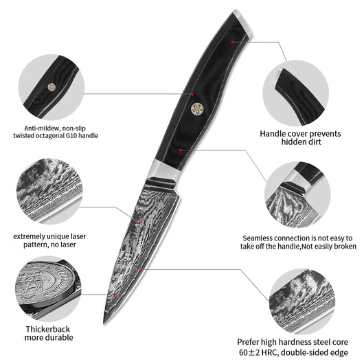 Cuchillo de Cocina Damasco Acero Inoxidable - Profesional para Frutas y Verduras - Image 2