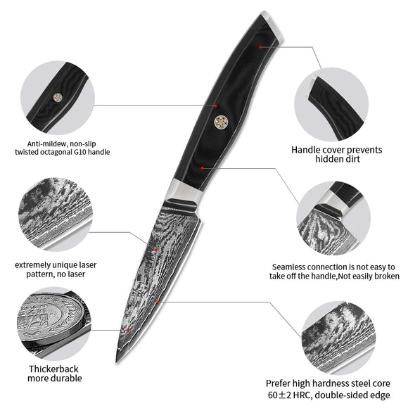 Cuchillo de Cocina Damasco Acero Inoxidable - Profesional para Frutas y Verduras