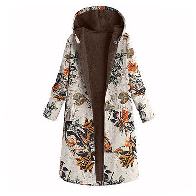 Abrigo Polar Estampado con Capucha y Cierre para Mujer - Image 11