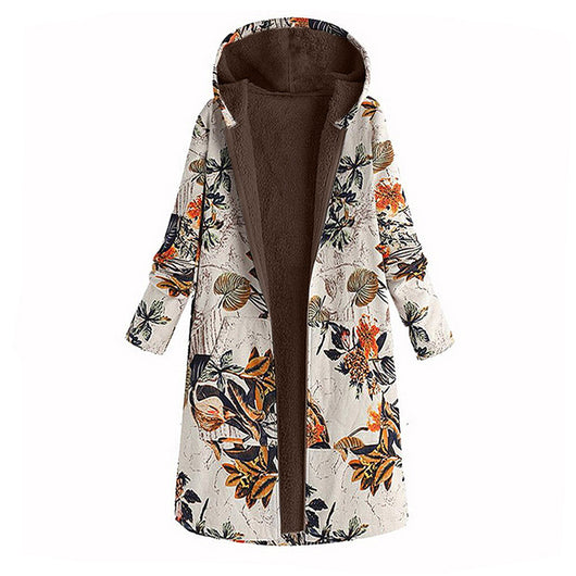 Abrigo Polar Estampado con Capucha y Cierre para Mujer - Image 11