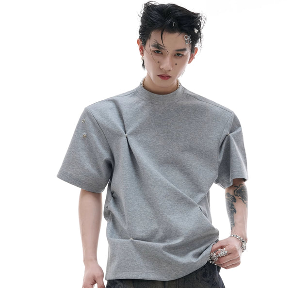 Blusa Plisada con Diseño Deconstruido y Hombro Descubierto