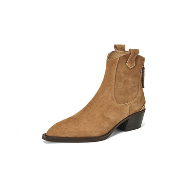 Botas Cortas con Tacón Robusto y Punta Afilada con Cierre Trasero para Mujer - Image 5