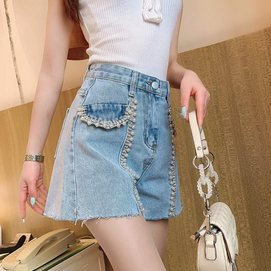 Shorts Cintura Alta con Perlas - Image 11