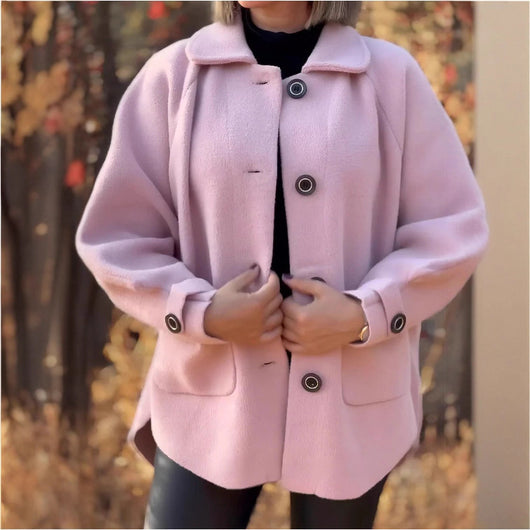 Cardigan Abrigo de Lana para Mujer Corte Holgado Solapas Clásicas
