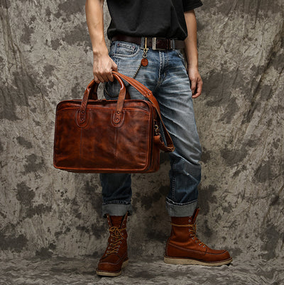 Maletín Vintage de Cuero para Hombre con Gran Capacidad
