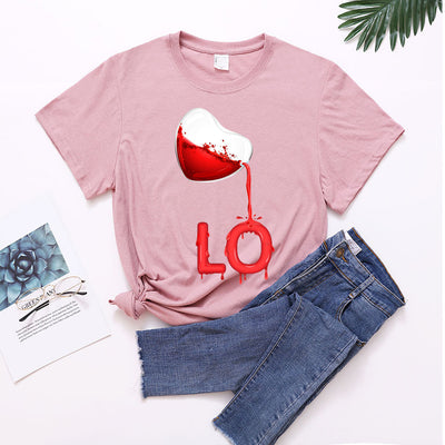 Playera de Pareja Cuello Redondo Love Rojo con Bordado LOVE Manga Corta Casual - Image 17