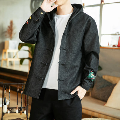 Chaqueta Denim Hoodie Casual Japonesa para Hombre - Image 12