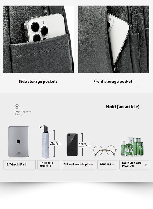 Mochila de Cuero Suave de Gran Capacidad para Estudiantes - Bolsa de Viaje Moderna - Image 17