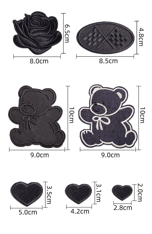Parches Adhesivos para Ropa - Reparación sin Costura con Patrón de Bordado Negro - Image 24