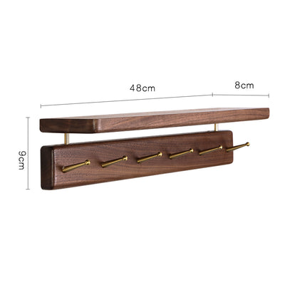 Perchero de Pared Nórdico en Madera Maciza con Ganchos de Latón - Estilo Japonés Nogal Negro - Image 6