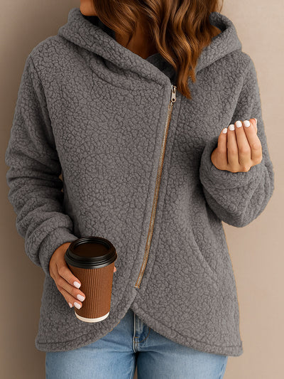 Sudadera Suelta de Lana de Cordero con Cierre y Mangas Largas - Image 11