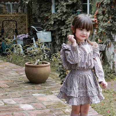 Blusa Infantil con Volantes y Estampado Floral Francés