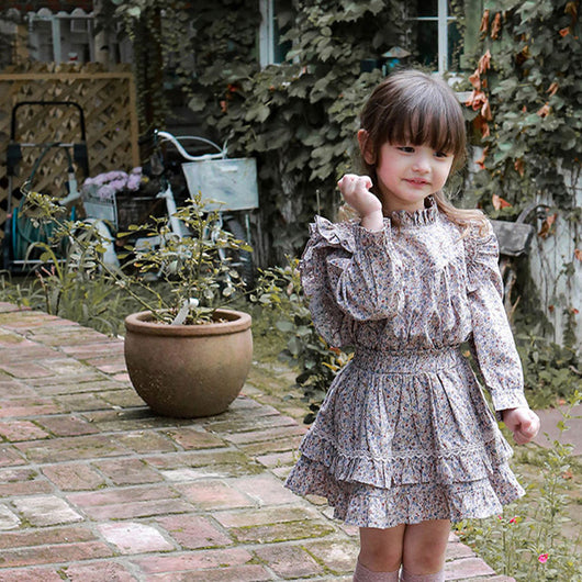 Blusa Infantil con Volantes y Estampado Floral Francés