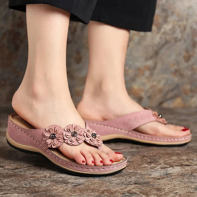 Sandalias Cuña Retro Flores para Mujer - Zapatos de Playa Cómodos Verano - Image 16