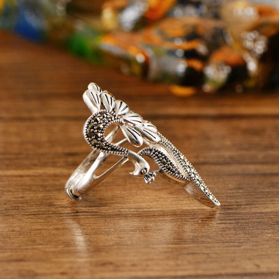 Anillo de Plata 925 Pavo Real Hueco Vintage para Mujer - Image 11