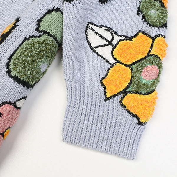Suéter Tejido Floral para Mujer Manga Larga Jacquard Casual
