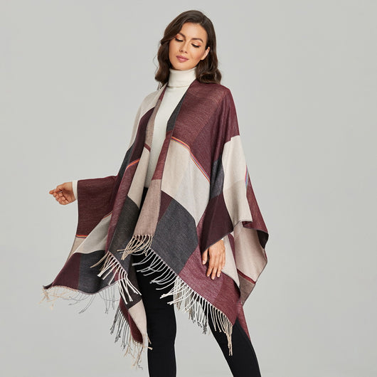 Chal Retro Grueso y Cálido con Textura Jacquard - Estilo Vintage Elegante - Image 37