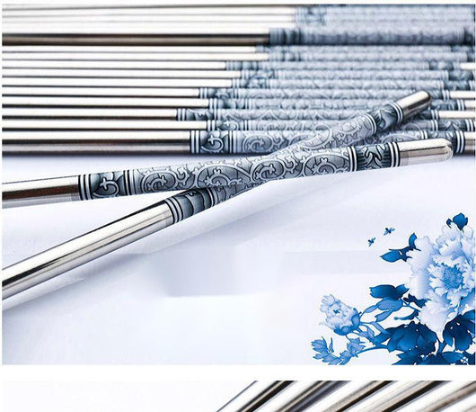Palillos Chinos de Porcelana Azul y Blanca con Acero Inoxidable - Image 4
