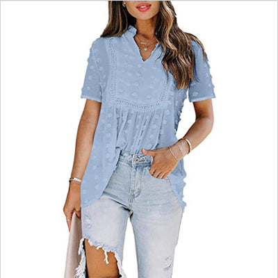Blusa de Chifón Estampado con Encaje Jacquard - Estilo Verano para Mujer - Image 11