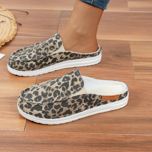 Zapatos Slip-on con Estampado de Leopardo y Soporte Moderado para Mujer