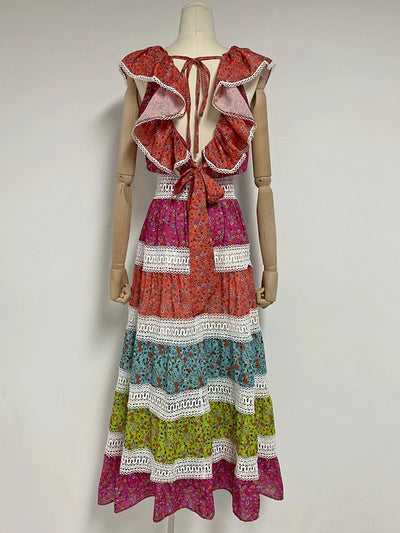 Conjunto Falda y Top Calado con Contraste de Colores - Image 7
