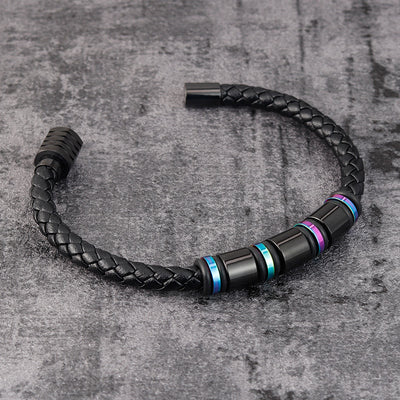 Pulsera de Acero Titanio y Cuero para Hombre - Diseño Minimalista - Image 6