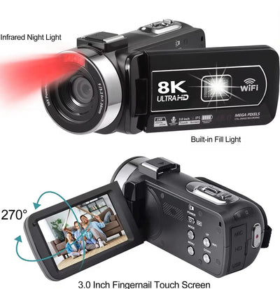 Cámara Digital 8K WiFi con Pantalla Táctil HD - Automática Portátil - Image 7