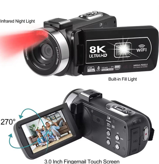 Cámara Digital 8K WiFi con Pantalla Táctil HD - Automática Portátil - Image 7