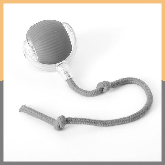 Two cat rolling ball toys, one red and one green, with clear plastic and knotted cords, on a white background. - Image 7